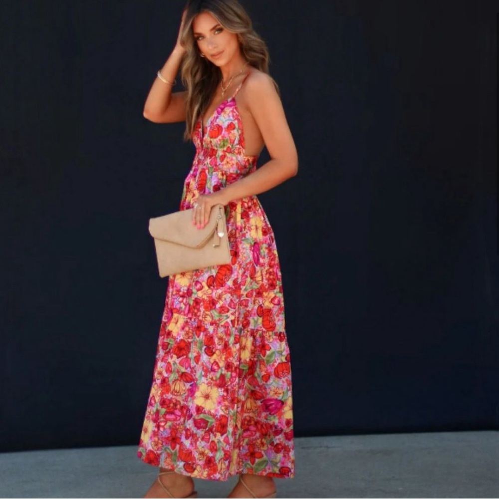 VICI Katana Floral Pocketed Maxi Dress
